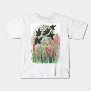 Crows in summer, birds have flown the nest Kids T-Shirt